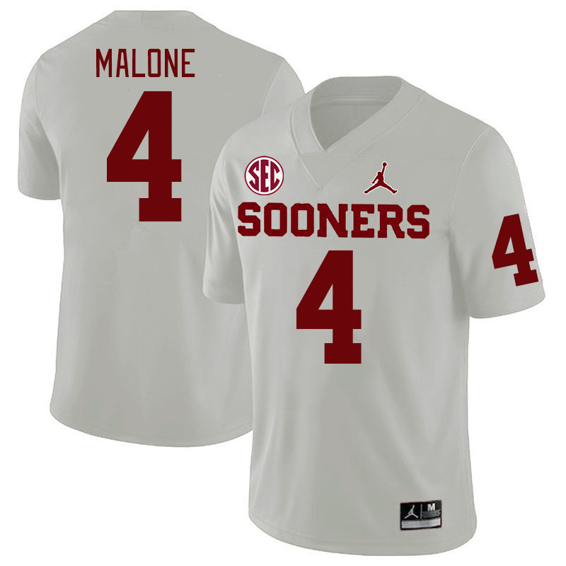Men #4 Dez Malone Oklahoma Sooners 2024 SEC Conference College Football Jerseys-White